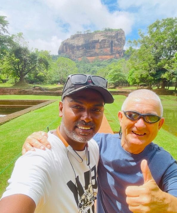 Malinda, Trip Sri Lanka chauffeur guide, with a guest at Sigiriya