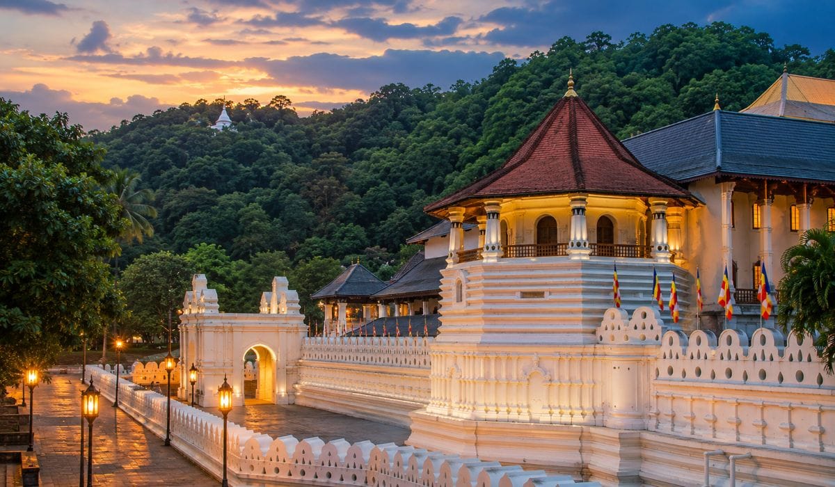 Sacred temple structures located inside the cultural hub of Kandy Sri Lanka
