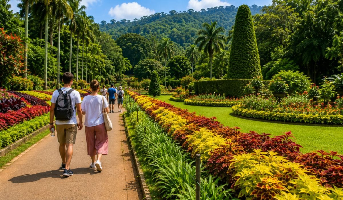 Lush botanical garden landscapes positioned just outside central Kandy Sri Lanka