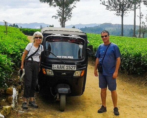Dutch travellers exploring the scenic tea plantations of Ella in Sri Lanka