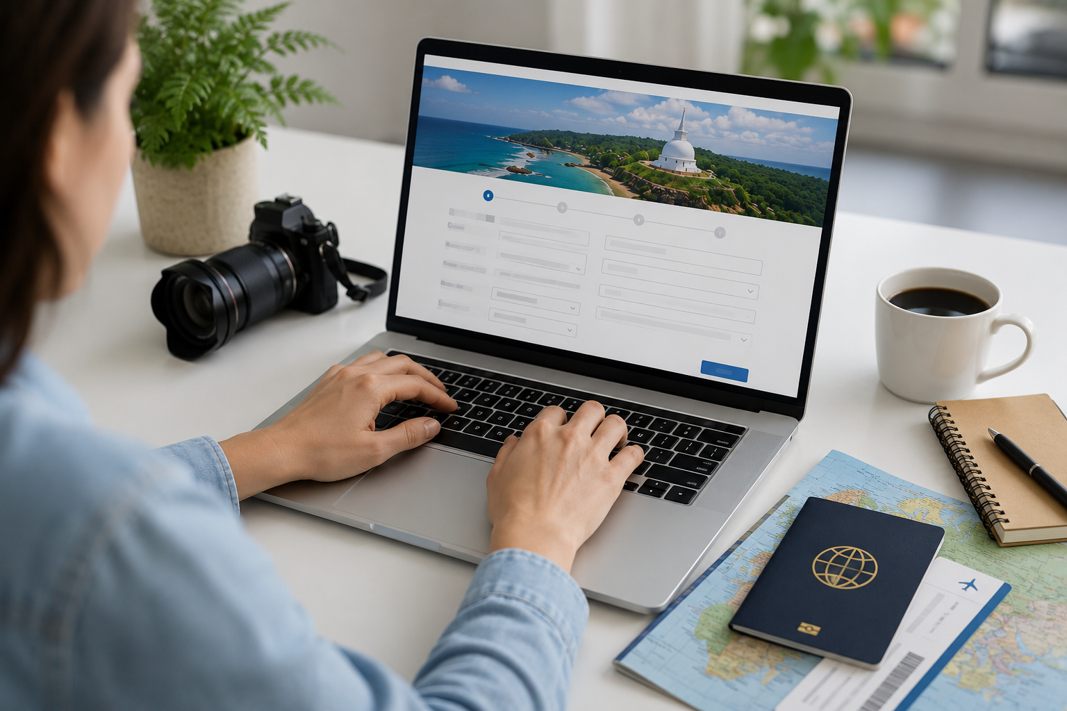 Traveller preparing visa and travel documents for Sri Lanka
