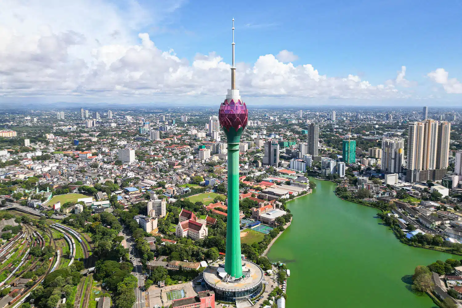 Colombo Sri Lanka Travel Guide featuring the city skyline, Lotus Tower and oceanfront