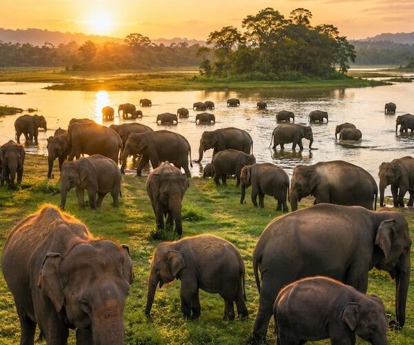 Elephant Gathering Sri Lanka.