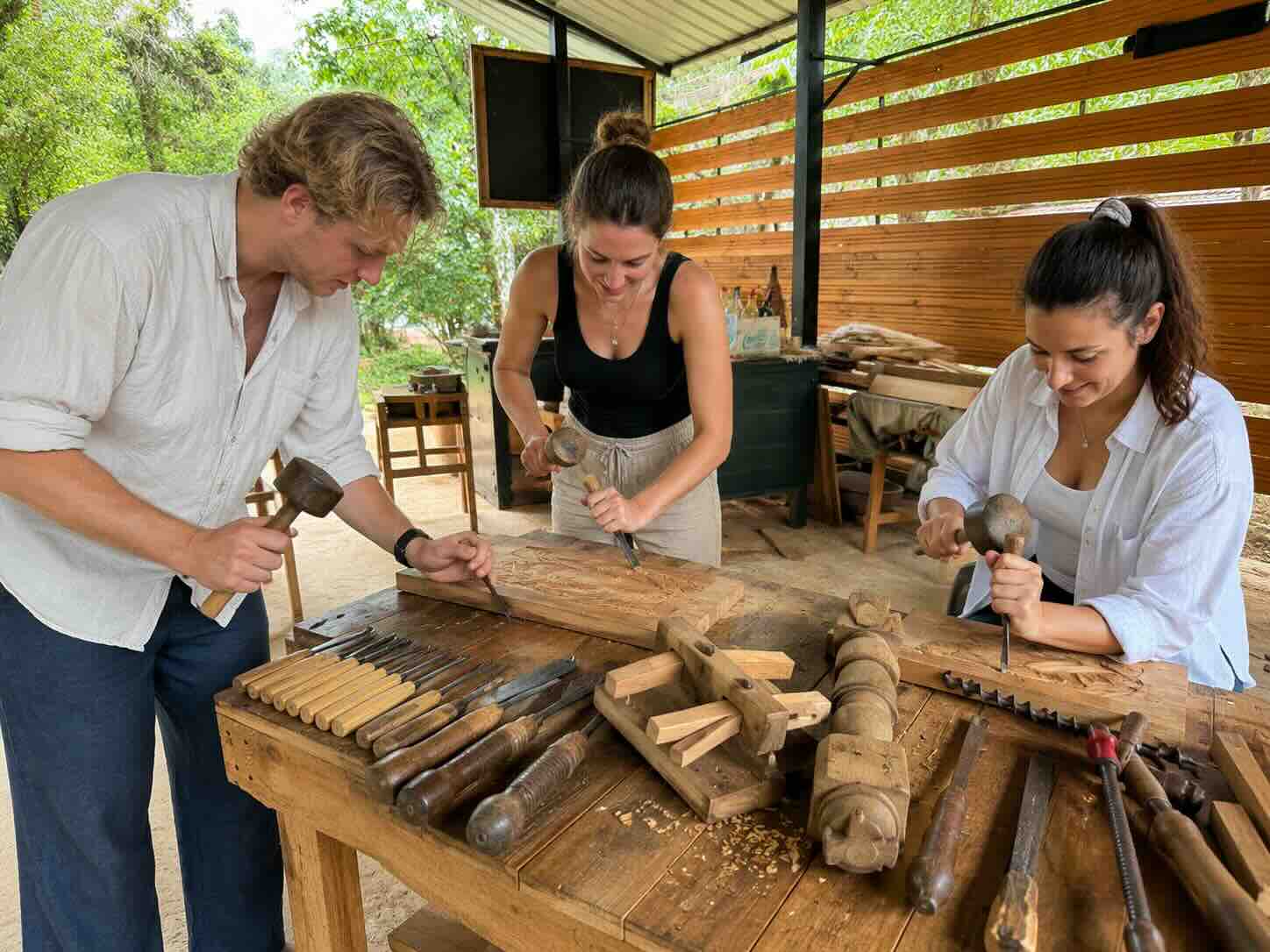 Traditional carpentry tools and wooden creations in Sri Lanka
