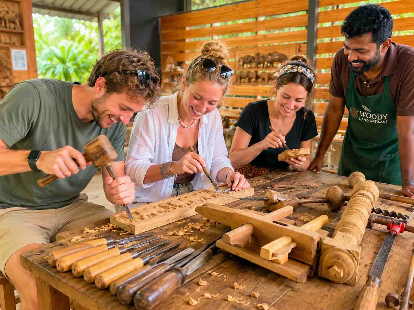 Traditional carpentry workshop at Woody Land Artisans